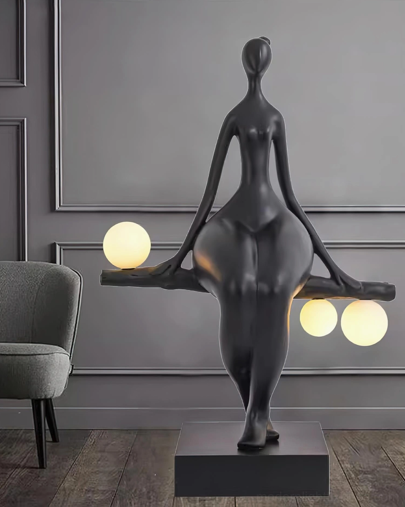 Modern sculptural floor lamp dimensions comparison, compact 36-inch and statement 52-inch height options