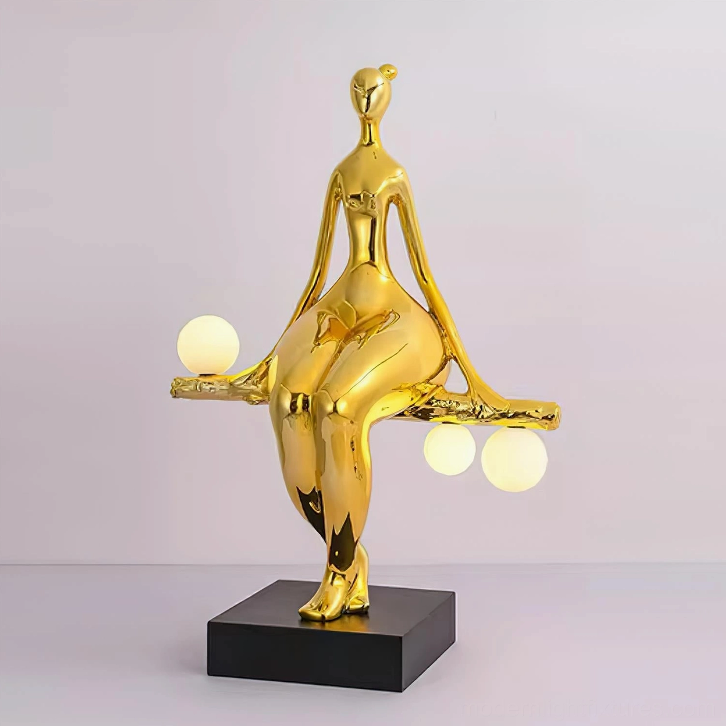Modern sculptural floor lamp technical specifications, materials resin metal glass, G9 socket compatibility