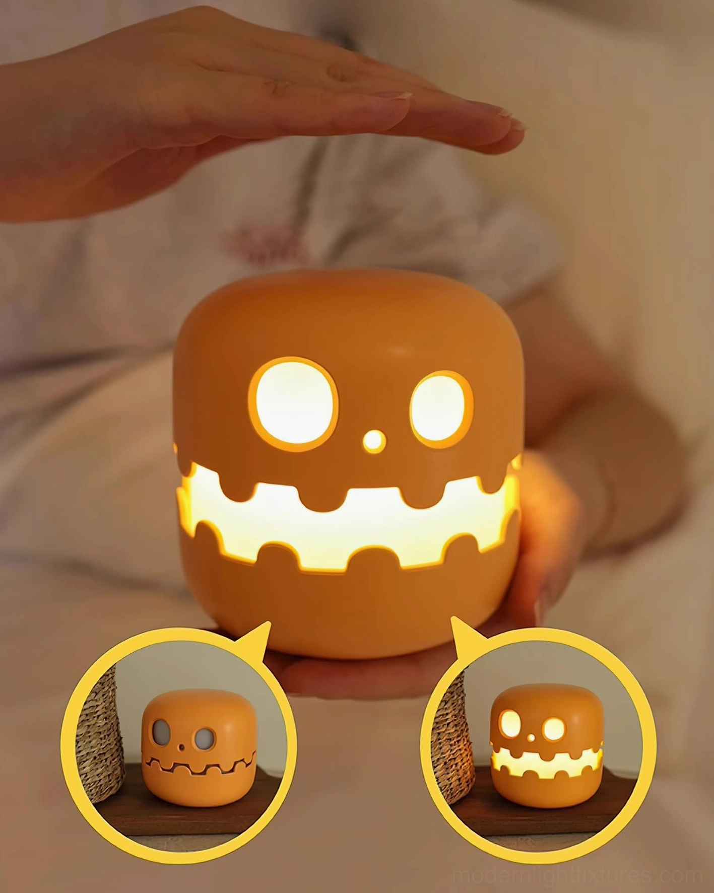Whimsical pumpkin table lamp perfect for autumn seasonal décor and Halloween entertaining