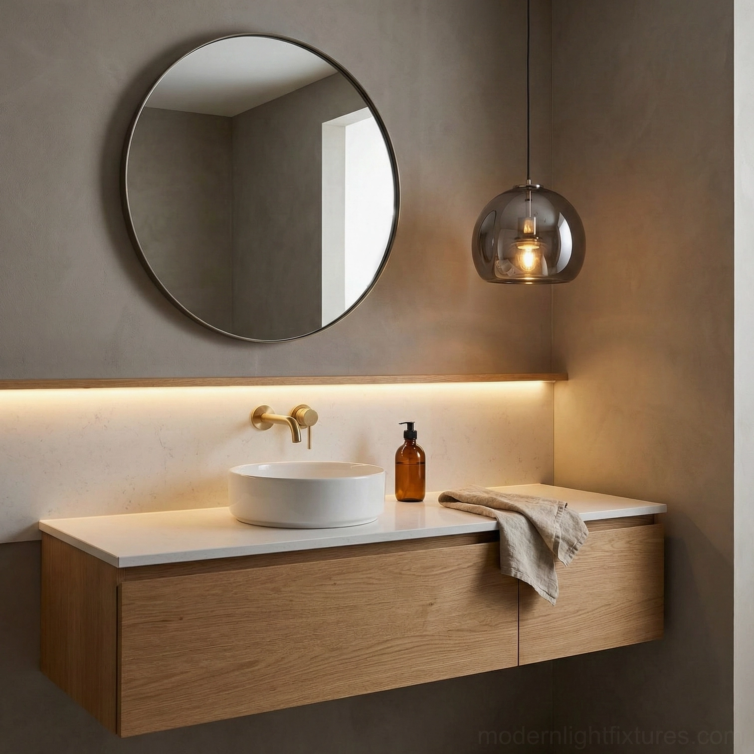 Sedona black smoked glass pendant light in contemporary minimalist interior setting