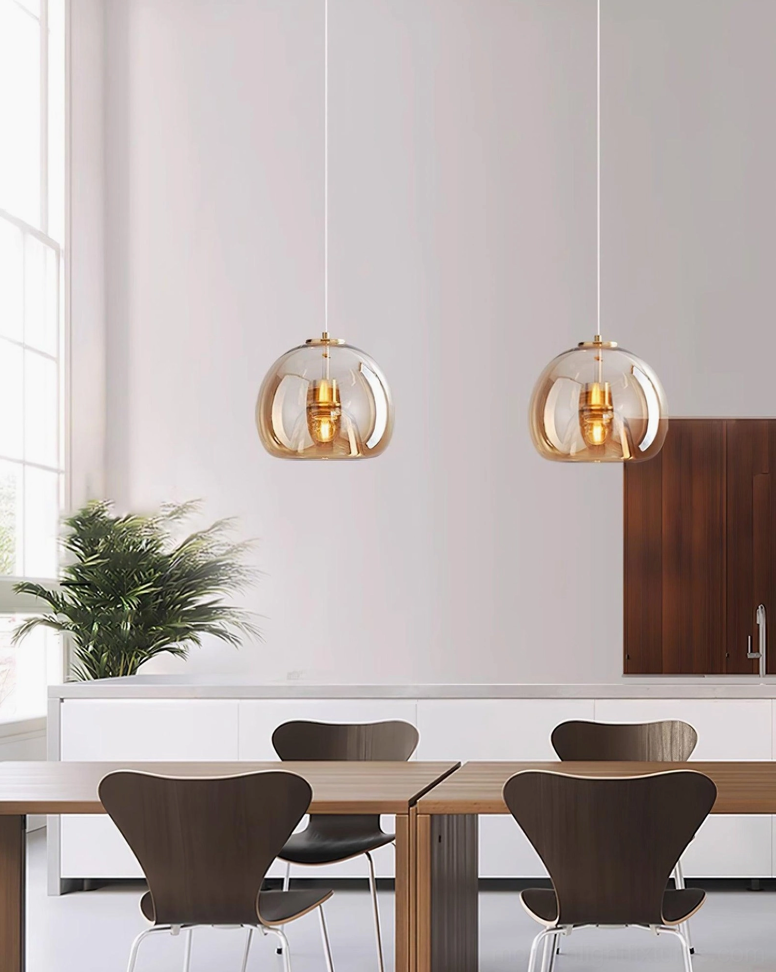 Sedona pendant light showing color options cognac and black smoked glass comparison