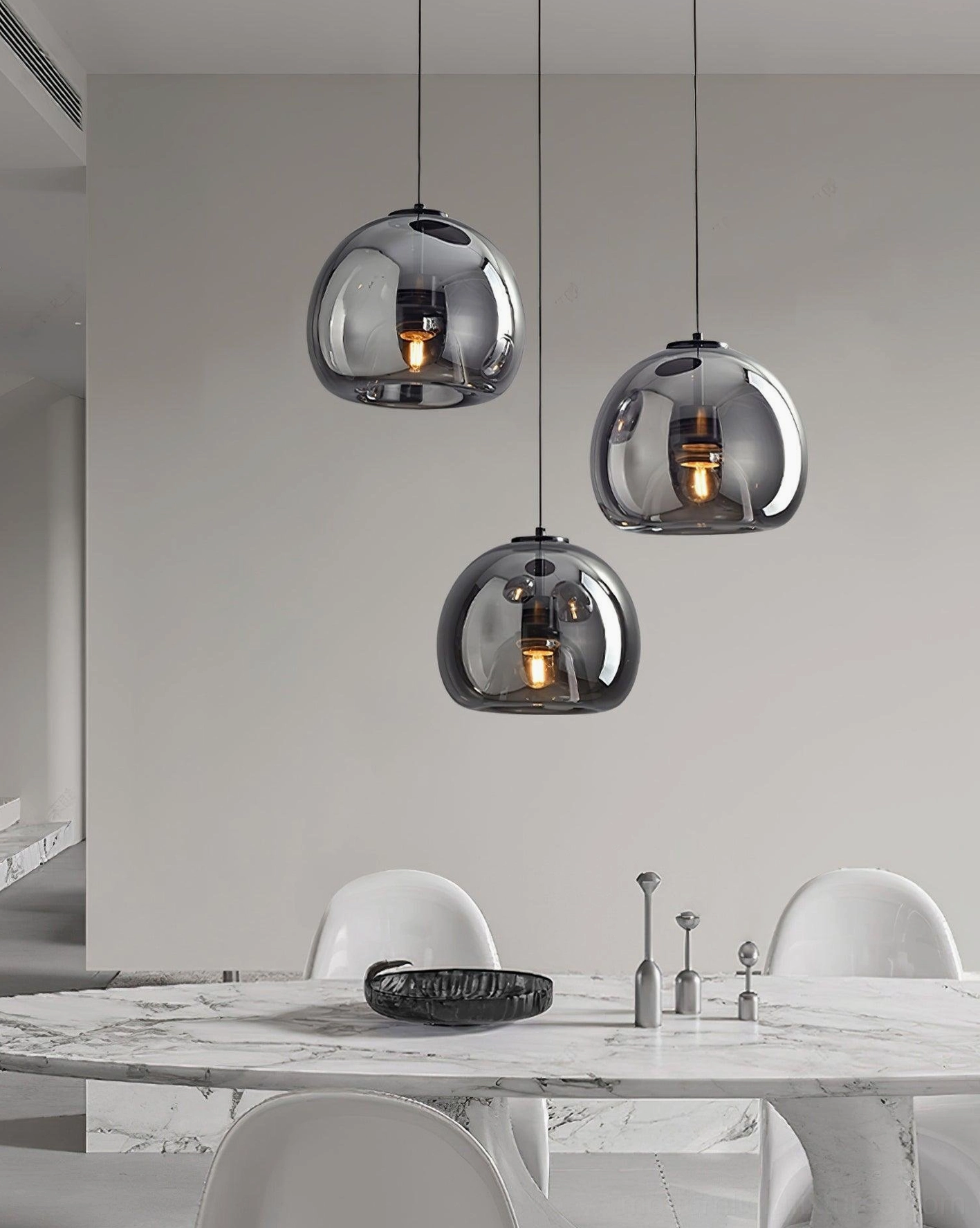 Sedona single cognac smoked glass pendant light in contemporary home interior