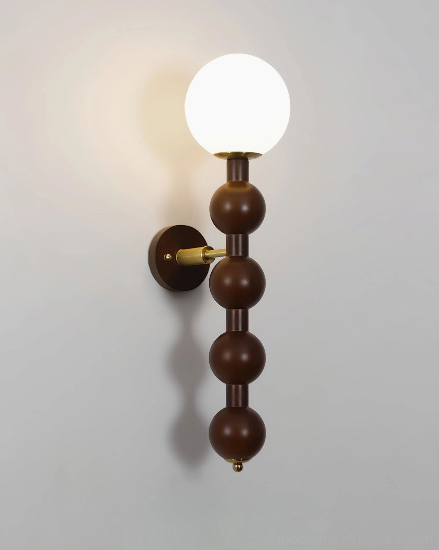 Selene beaded wall sconce close-up showing detailed bead sphere construction and frosted glass