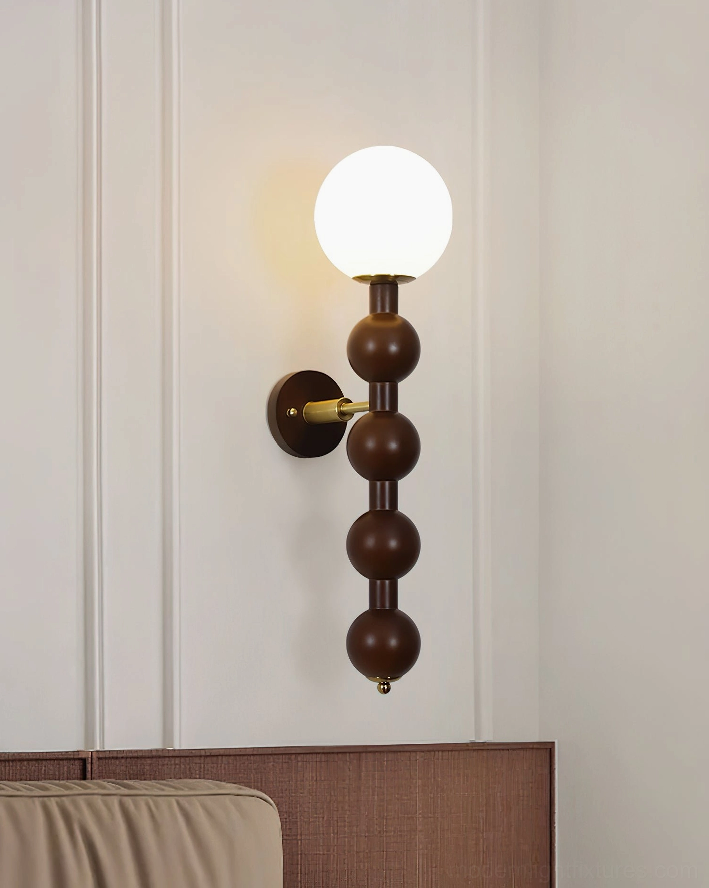 Selene beaded wall sconce in eclectic bohemian interior design setting