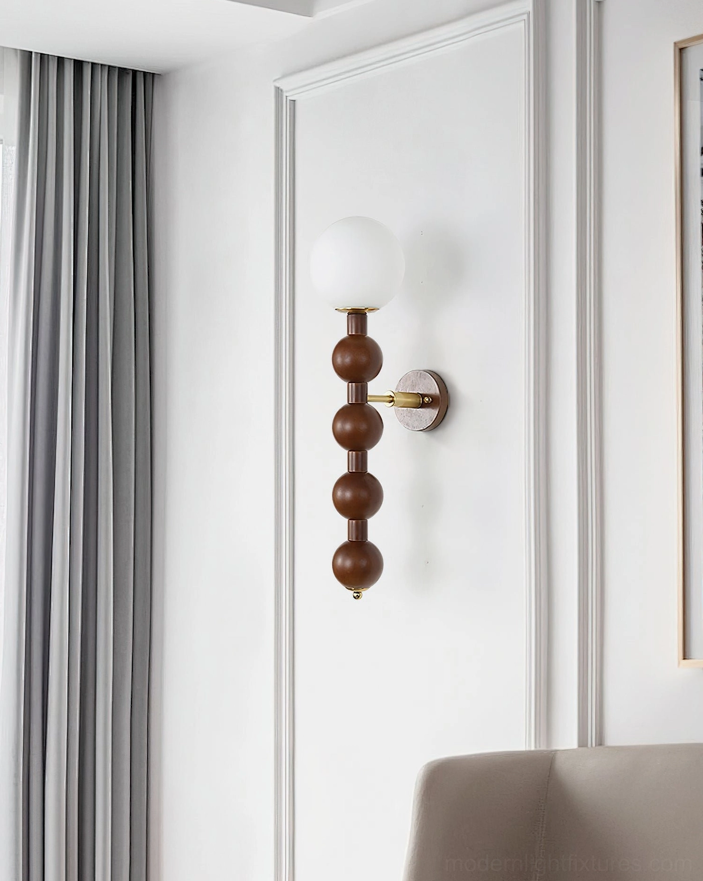 Selene beaded wall sconce as welcoming statement piece in modern entryway foyer