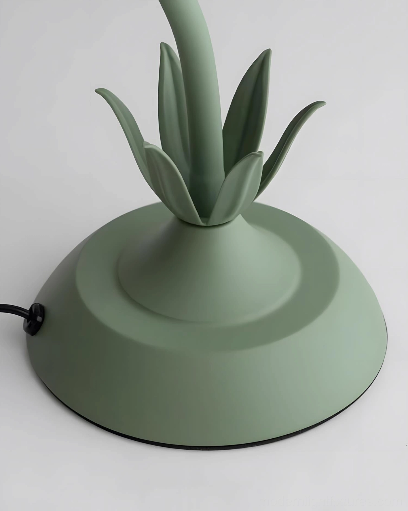 Selmira botanical green glass table lamp complete product showcase with sculptural metal base and leaf design