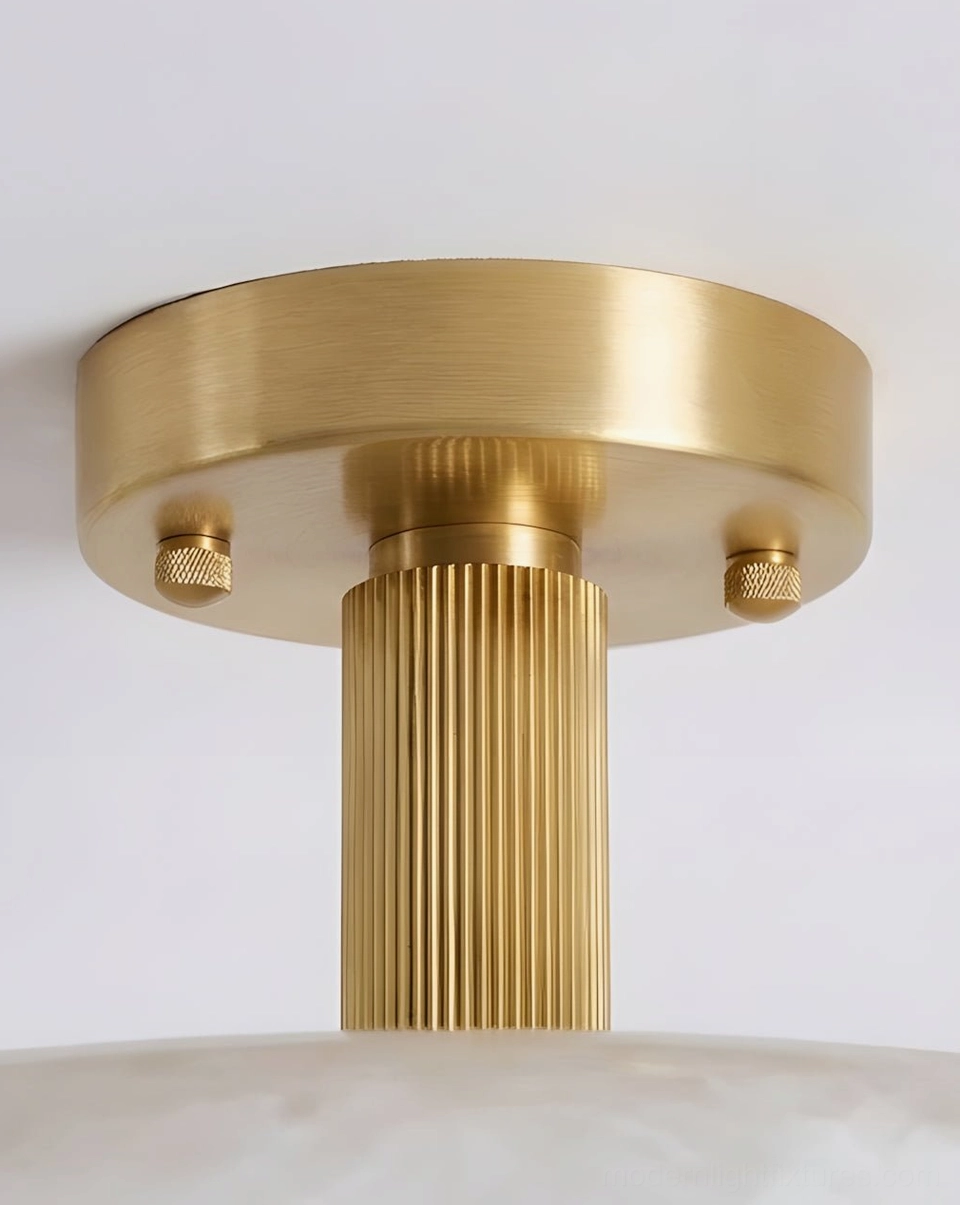 Selmora alabaster and brass semi-flush mount ceiling fixture, full product showcase