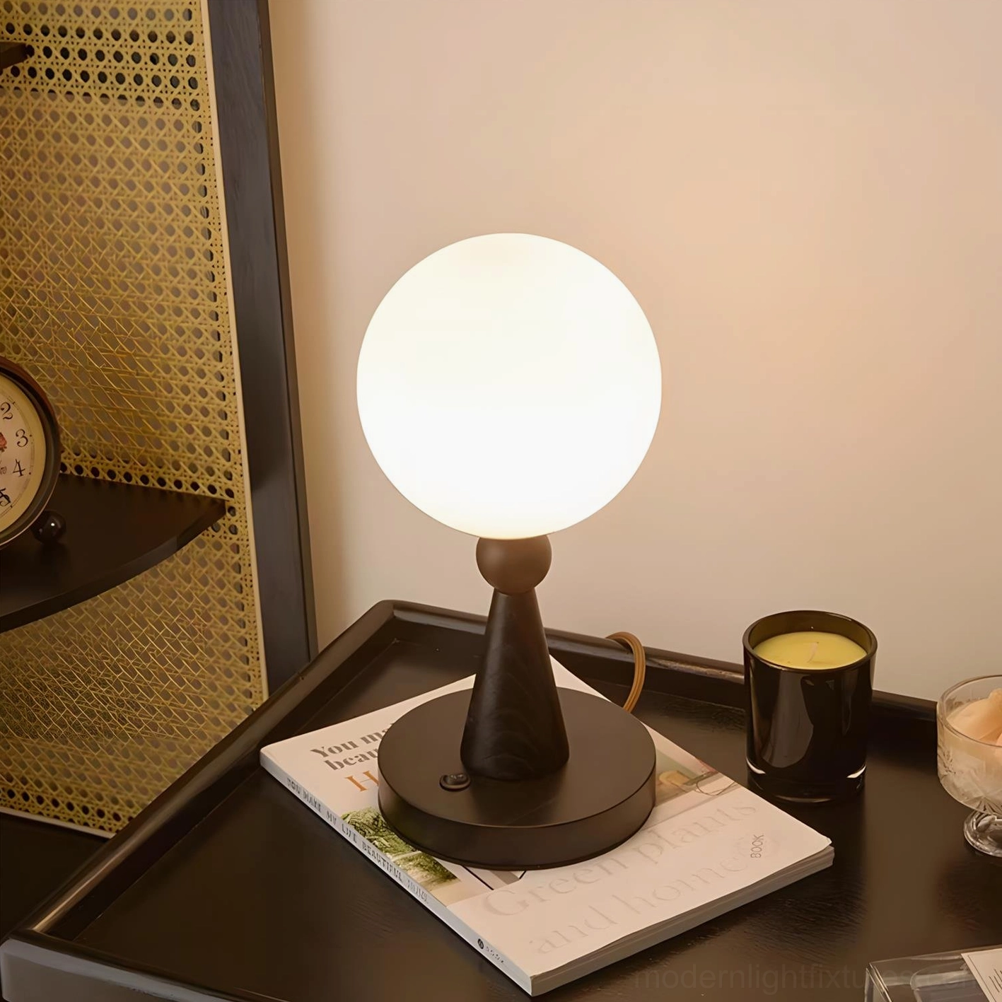 Mushroom-shaped decorative table lamp with soft frosted finish and minimalist design on surface