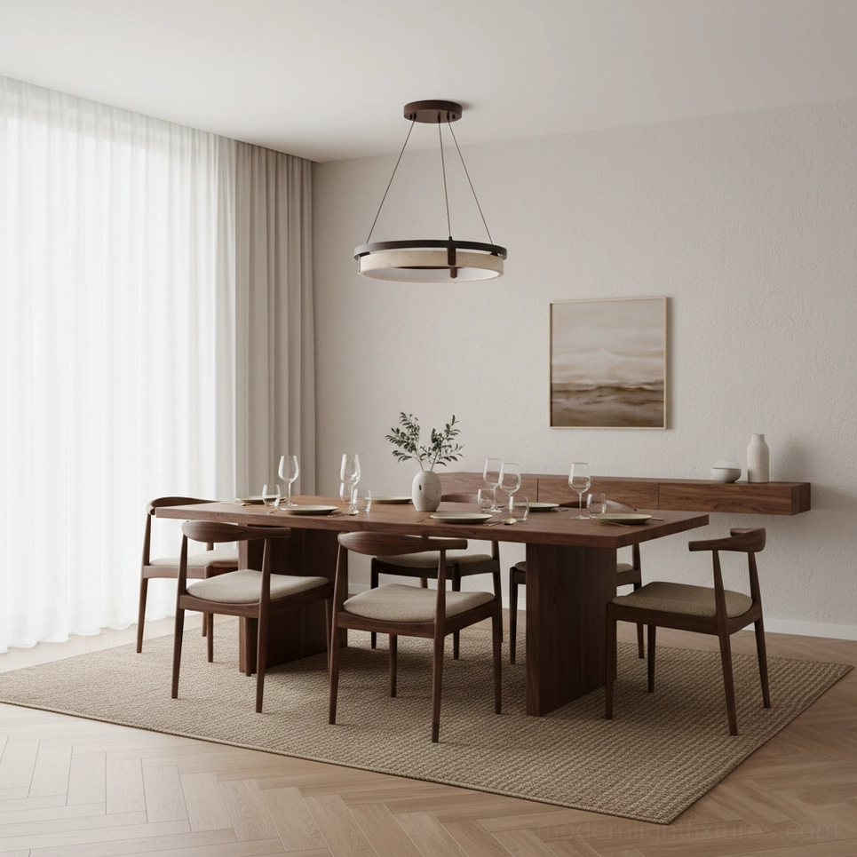 Selvino travertine ring chandelier beige color option modern living space