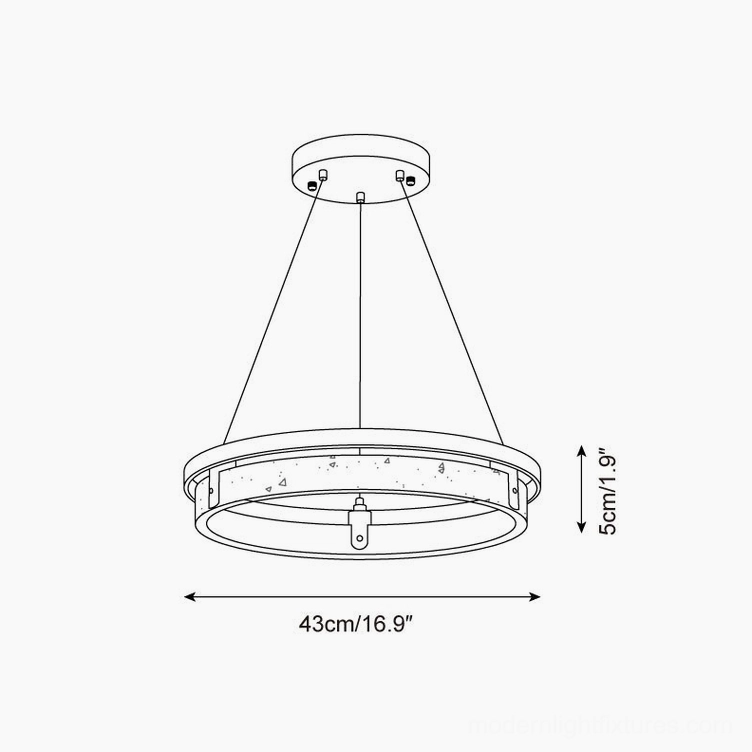 Selvino travertine chandelier technical schematic 43cm diameter dimensions