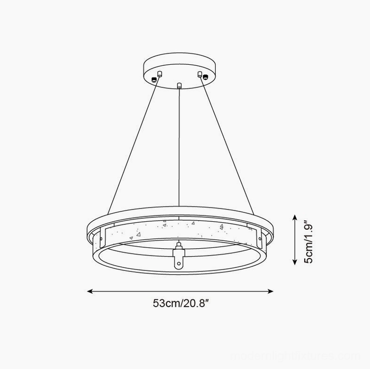 Selvino travertine chandelier technical schematic 53cm diameter dimensions