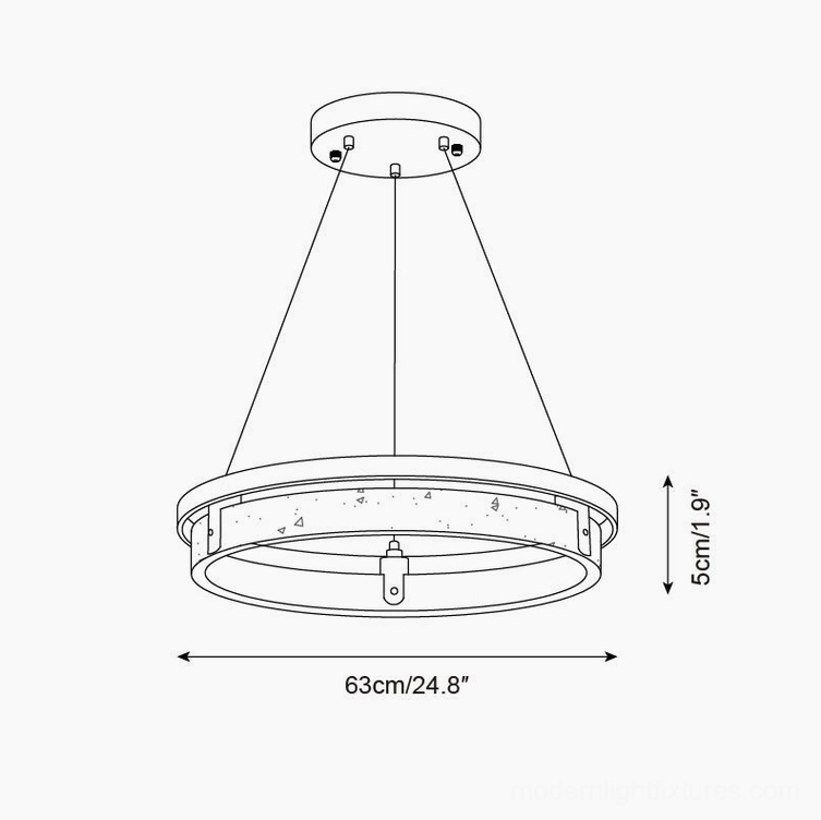 Selvino travertine chandelier technical schematic 63cm diameter dimensions
