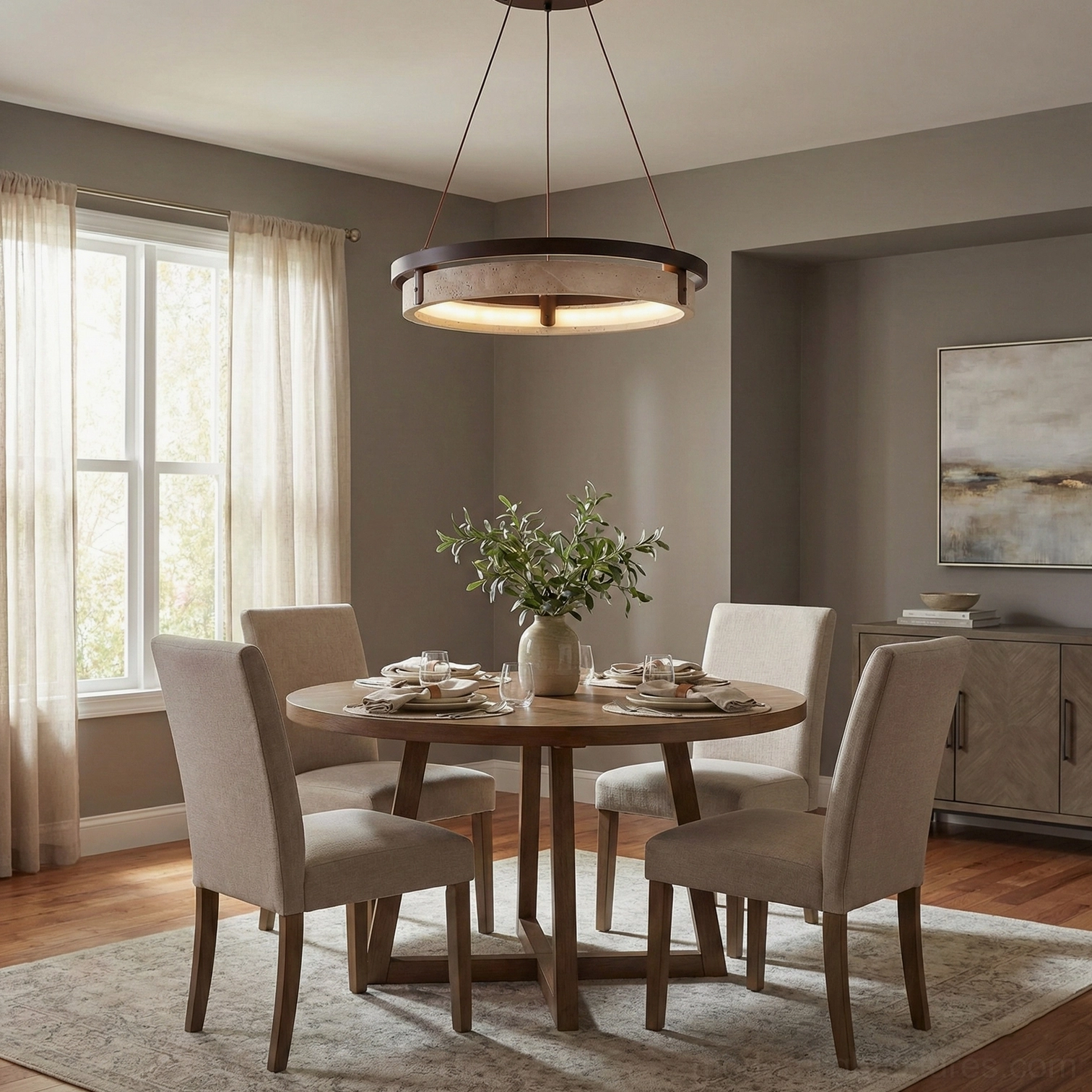 Selvino LED chandelier installed mid-century modern interior design