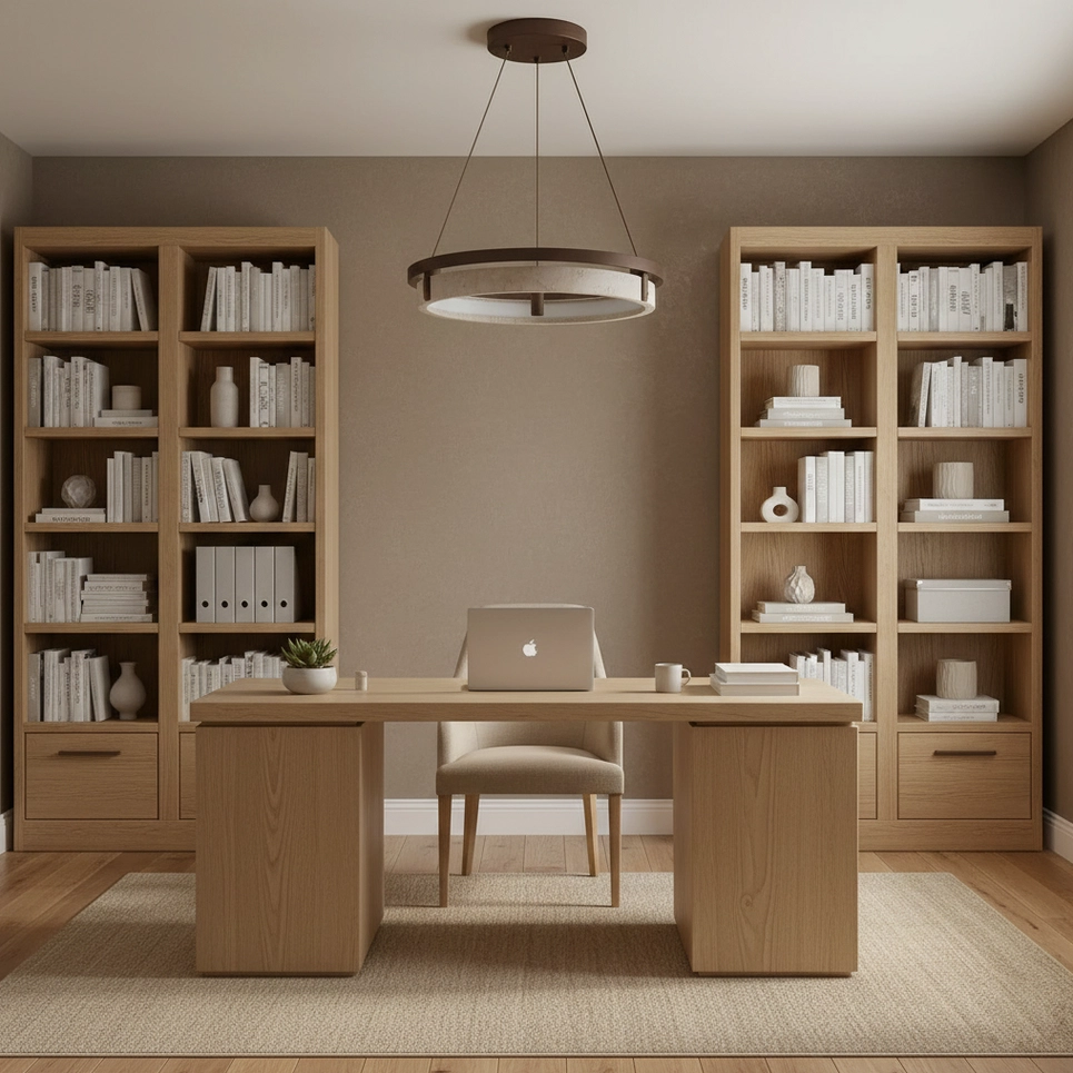 Selvino compact travertine chandelier minimalist home office design