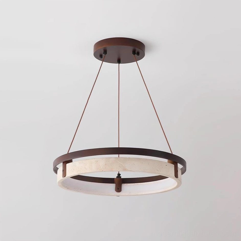 Selvino standard 53cm travertine chandelier medium dining room installation