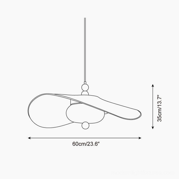 Serafina pendant light technical drawing orthographic dimensions 60cm diameter 35cm height with specifications