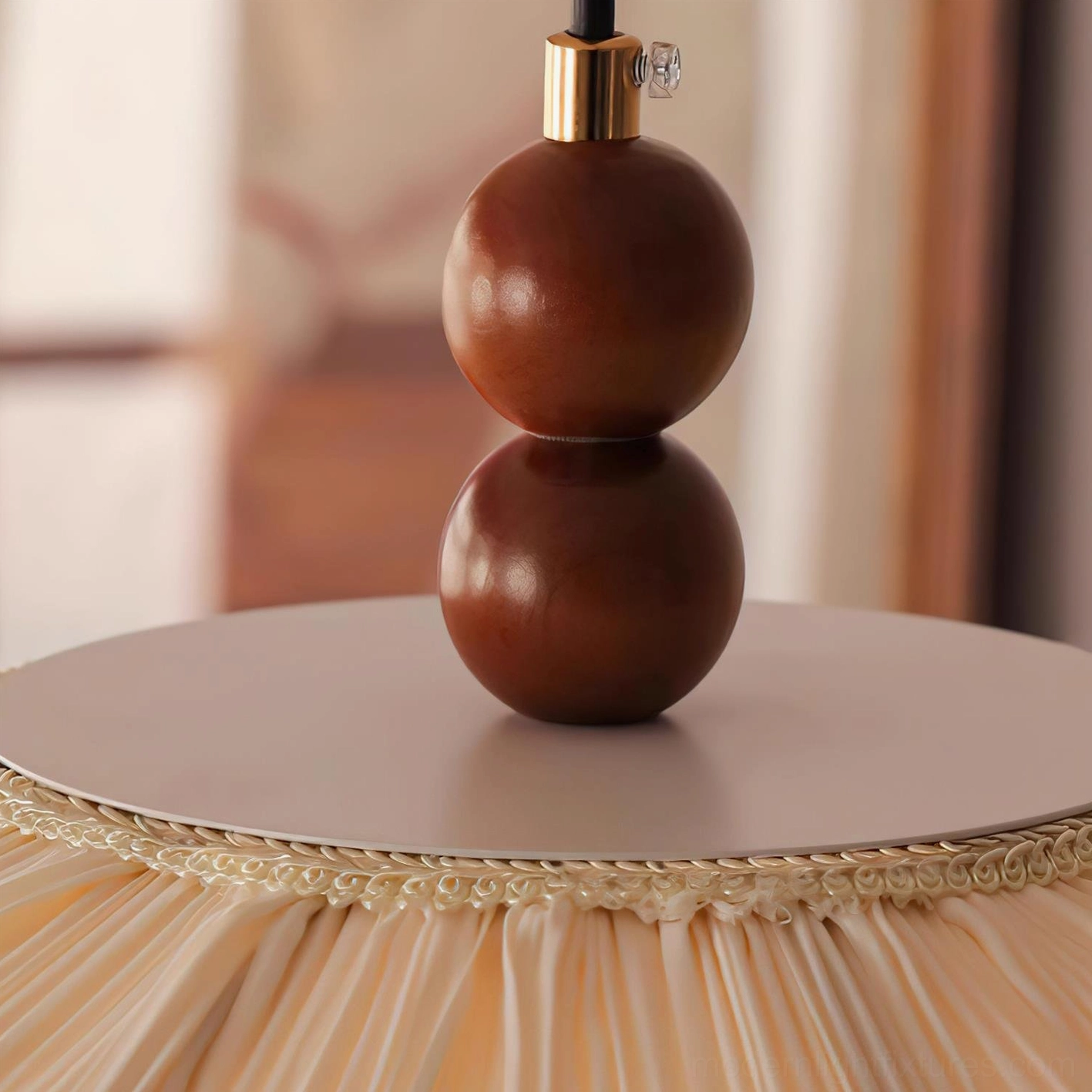 Serafina pleated fabric pendant light walnut wood and white shade combination modern minimalist hanging fixture