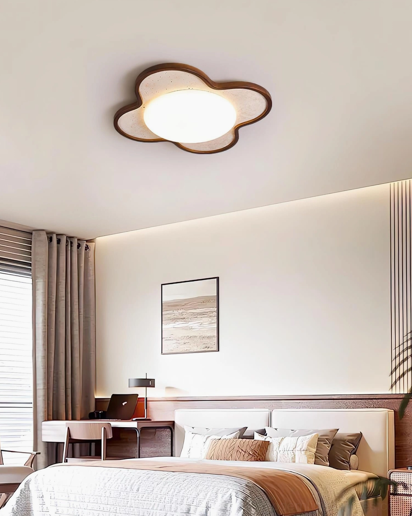 Seraphis ceiling light installed in modern bedroom showing ambient lighting effect
