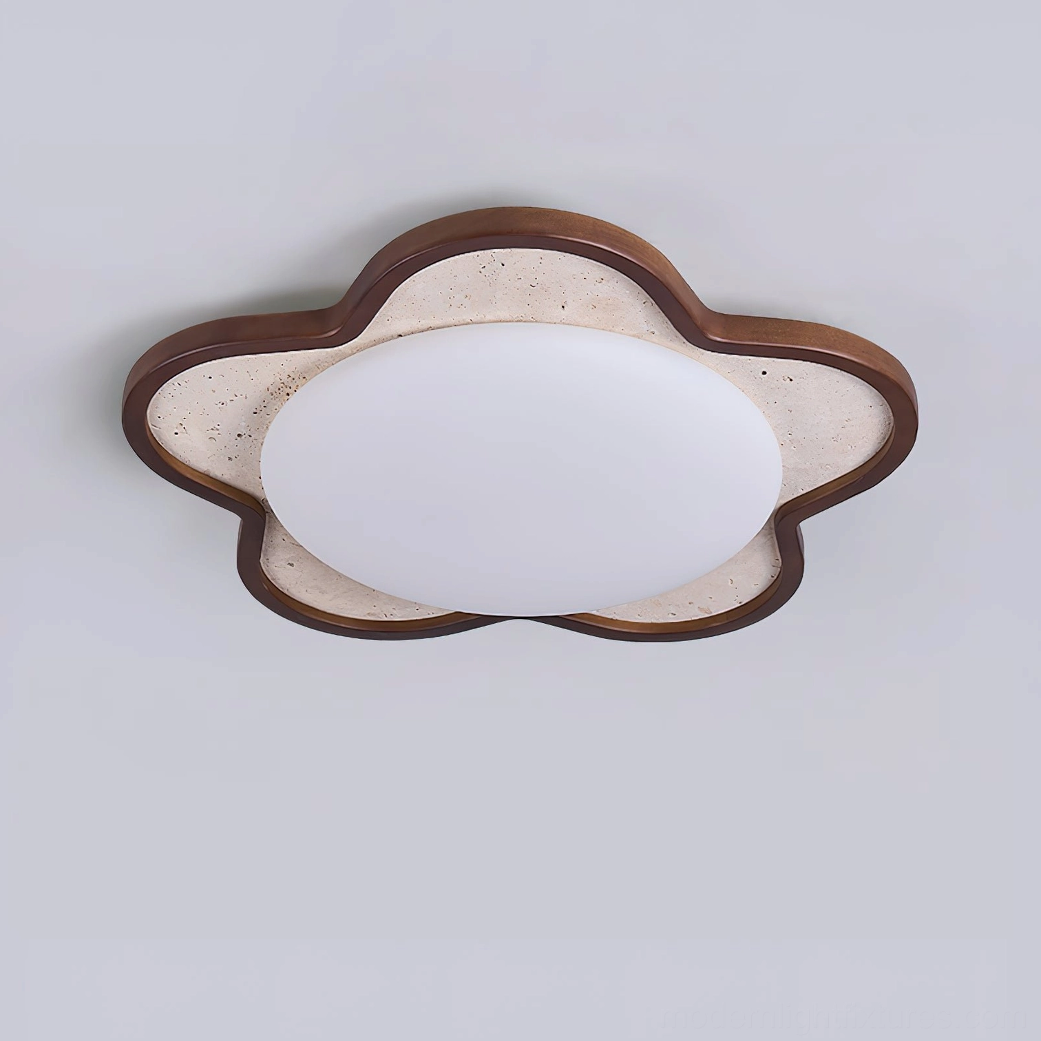 Seraphis travertine and wood ceiling light versatile installation options