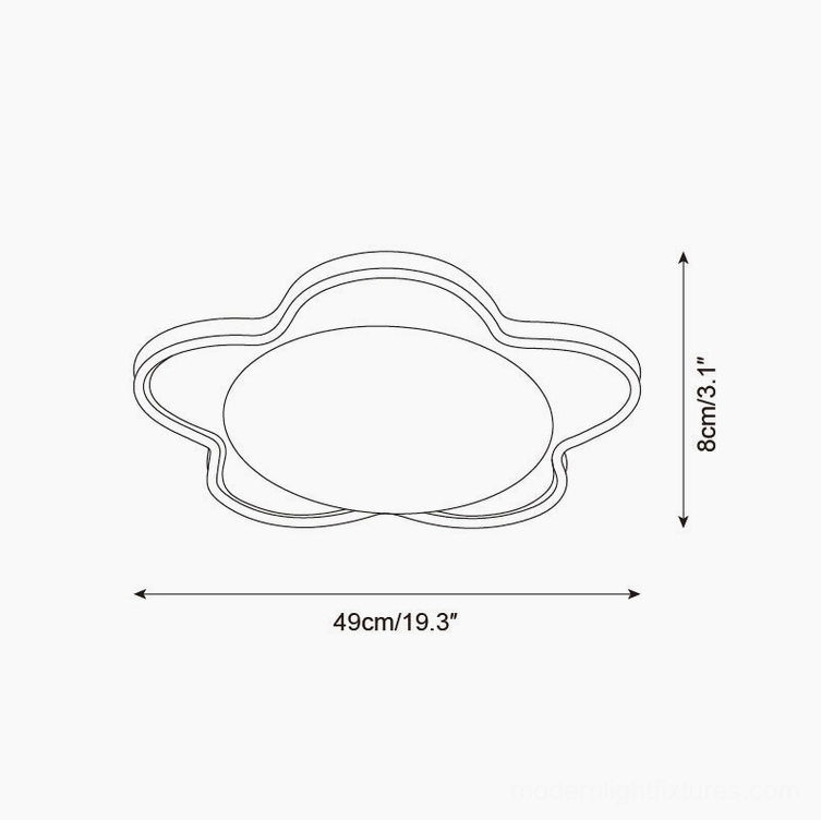 Seraphis Model A compact ceiling light technical dimension drawing 49cm x 8cm