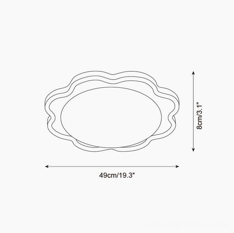 Seraphis Model B compact scalloped petal ceiling light dimensions 49cm x 8cm