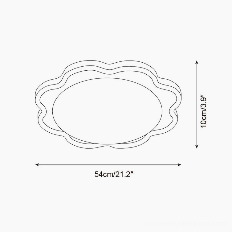 Seraphis Model B large ruffled ceiling light technical diagram 54cm x 10cm