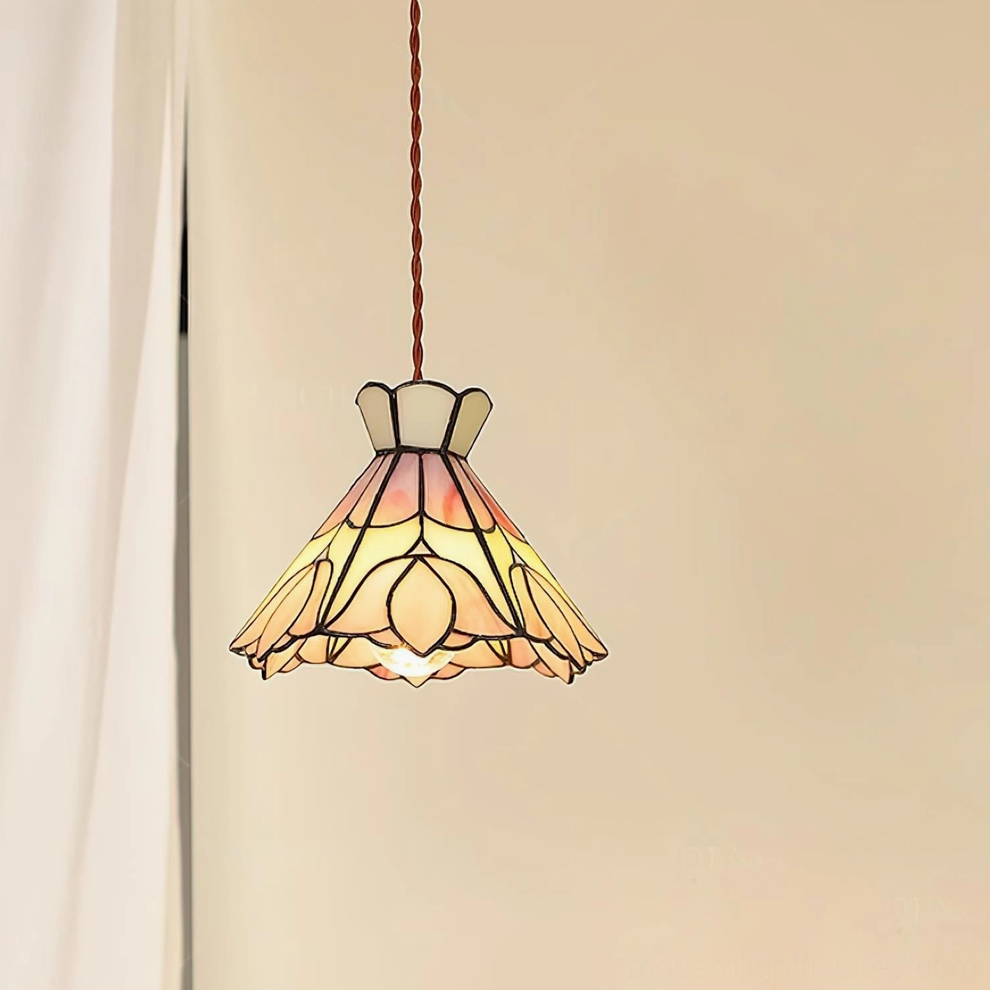 Serena pendant light rope cord braided suspension detail and hanging mechanism