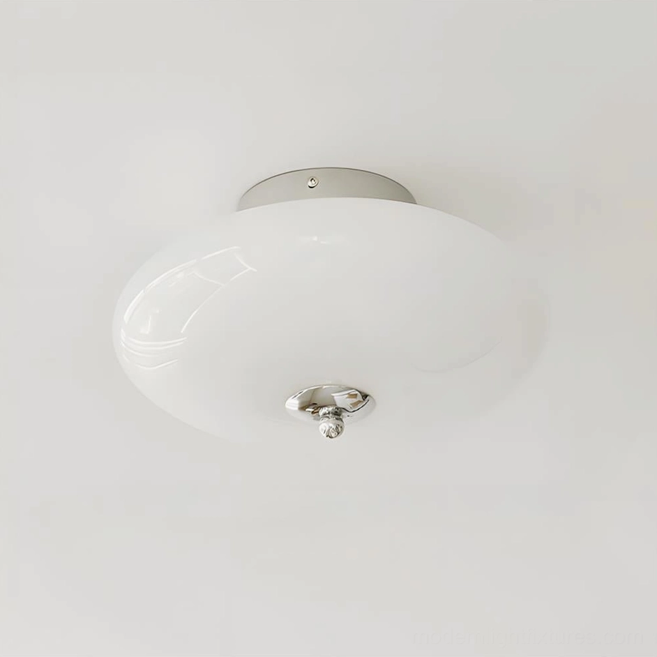 Chrome finish Serene Globe ceiling light fixture, contemporary minimalist design with matte glass diffuser