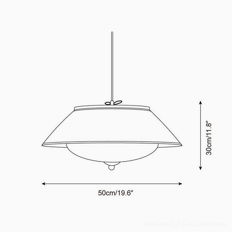 Serenique pendant lamp technical dimension schematic, 50cm diameter by 30cm height