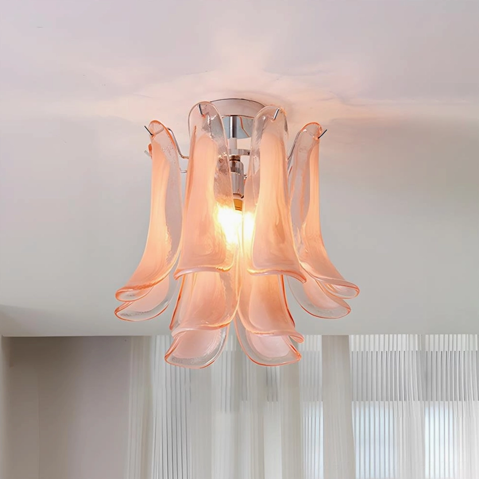 Layered petal glass ceiling fixture size comparison and proportions