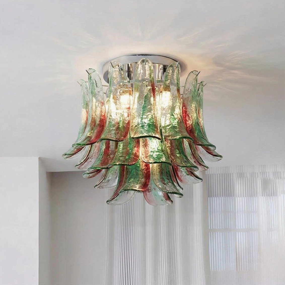 Serenza tiered glass ceiling light hardwired flush mount installation