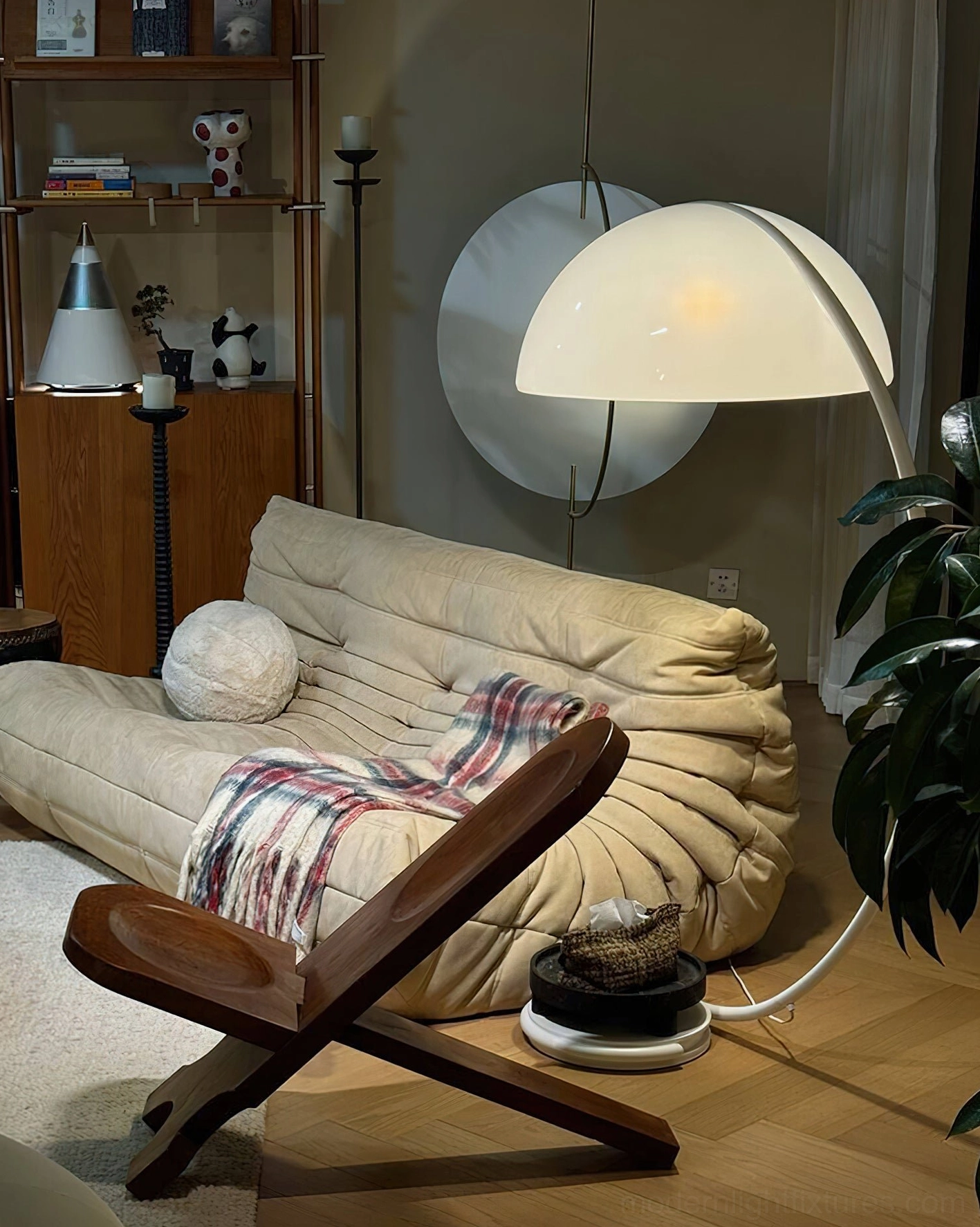 White Serpente floor lamp base with foot switch control and metal pole structure