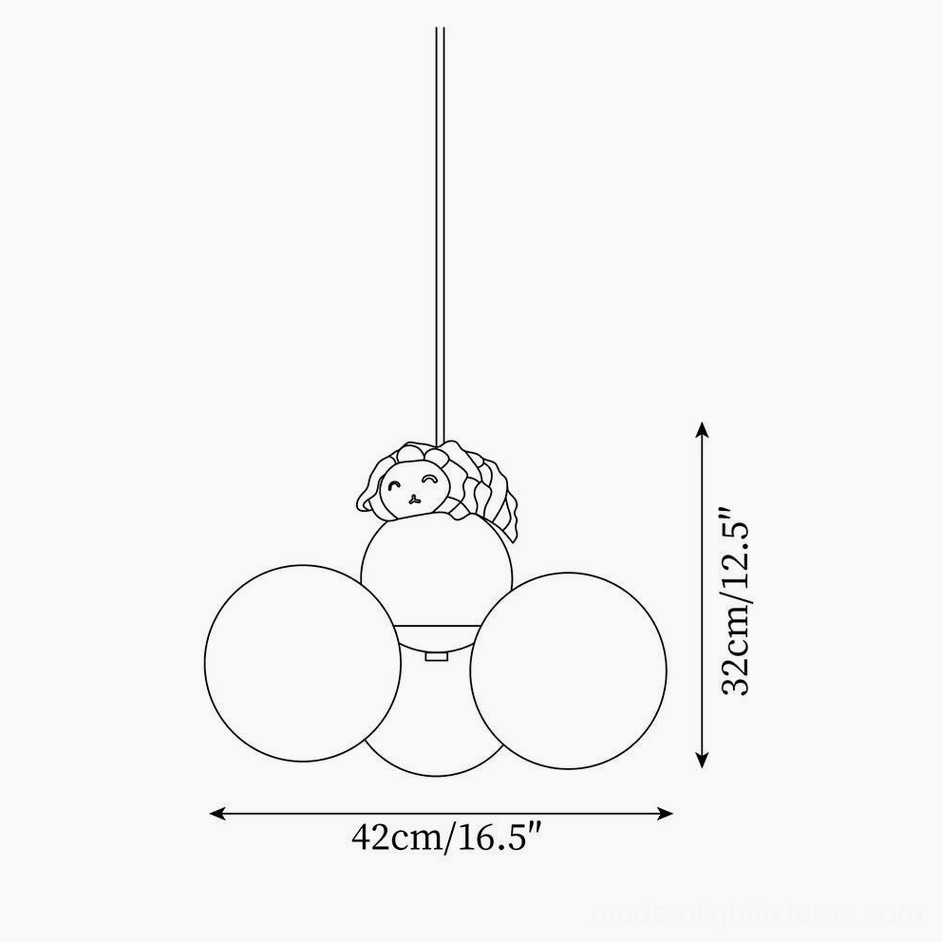 Sheep animal pendant light design blueprint showing 42cm width and 32cm height dimensions