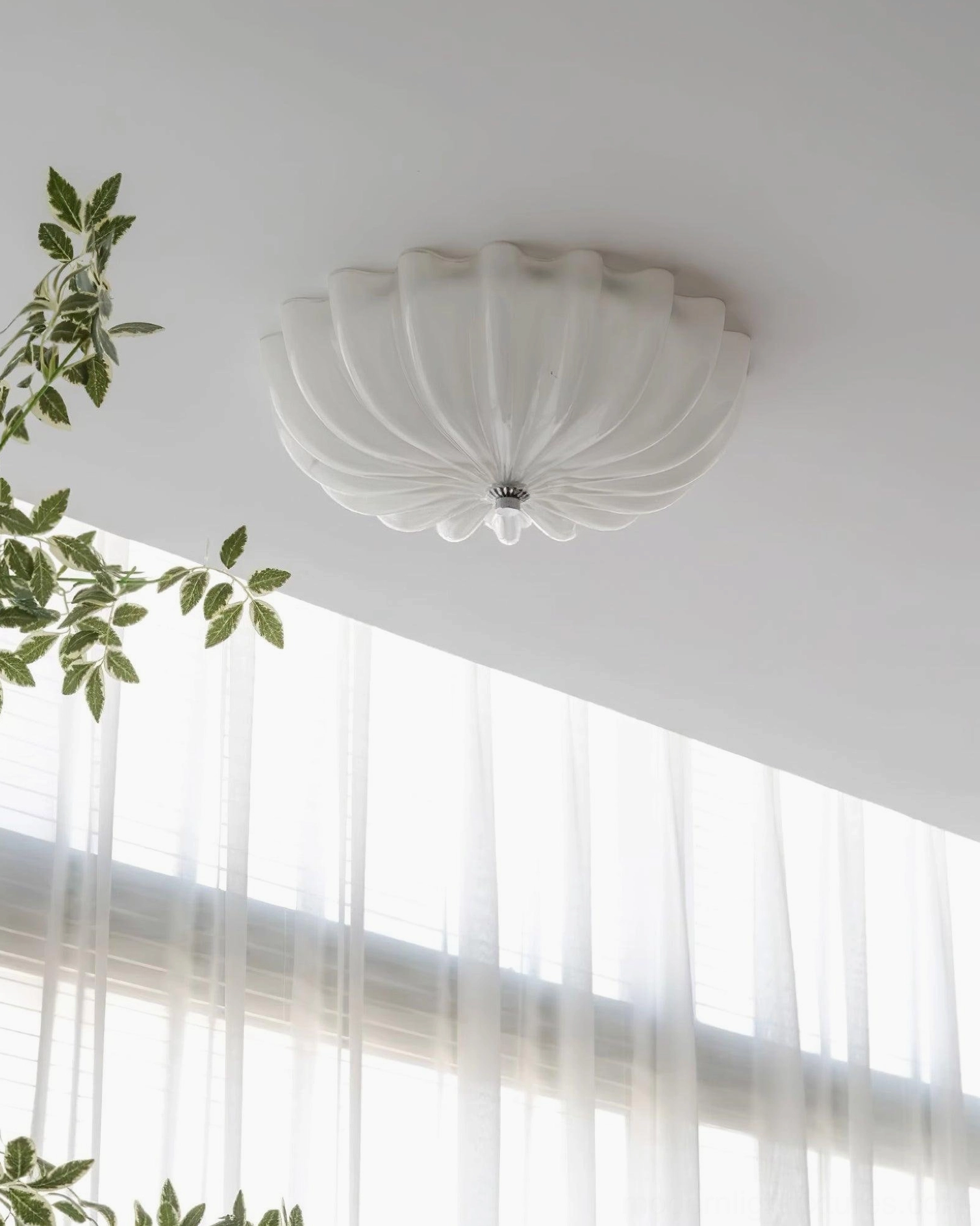 Modern shell ceiling light fixture installation guide and mounting hardware components