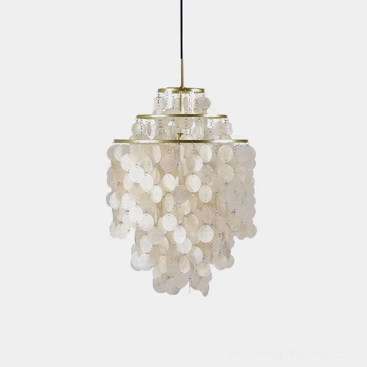 Shell pendant light with 59-inch adjustable hanging cable length feature