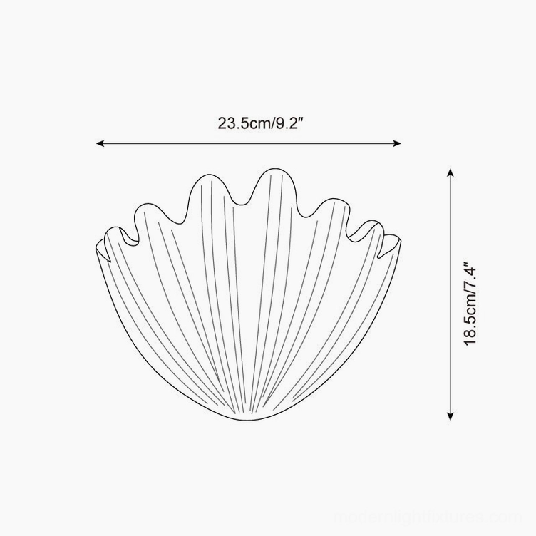 Shellora Model A wall sconce dimension sketch 23.5cm width 18.5cm height