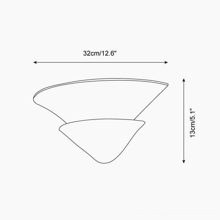 Shellora Model B horizontal shell sconce design 32cm width sketch