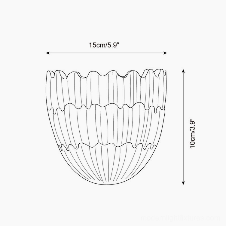Shellora Model C mini compact shell wall sconce 15cm width sketch