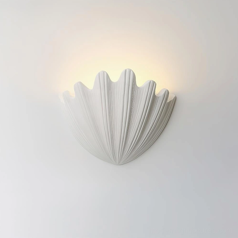 Shellora matte white shell sconce Scandinavian minimalist interior design