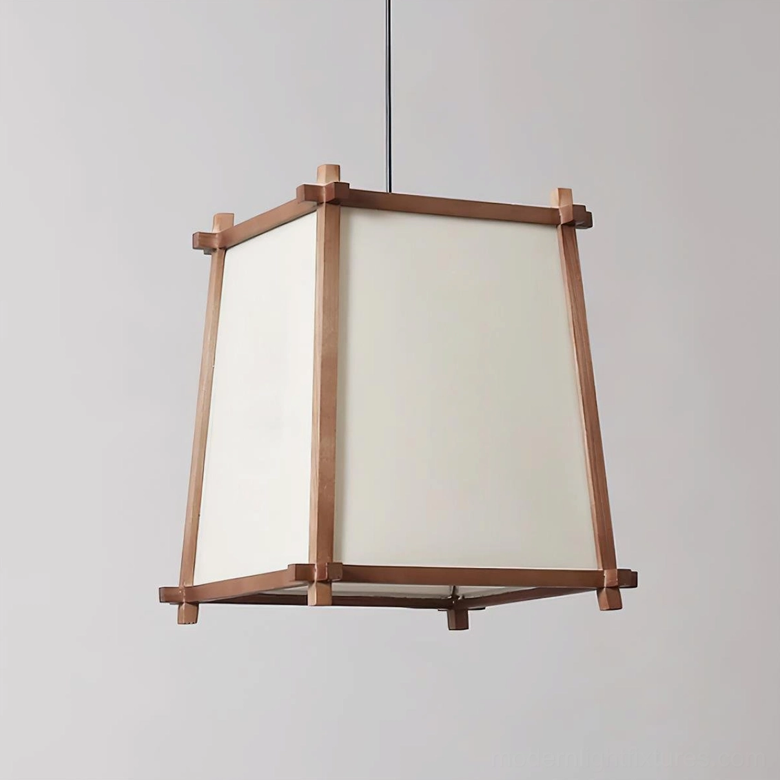 Shizuka geometric fabric pendant light detail view against minimalist gray studio background