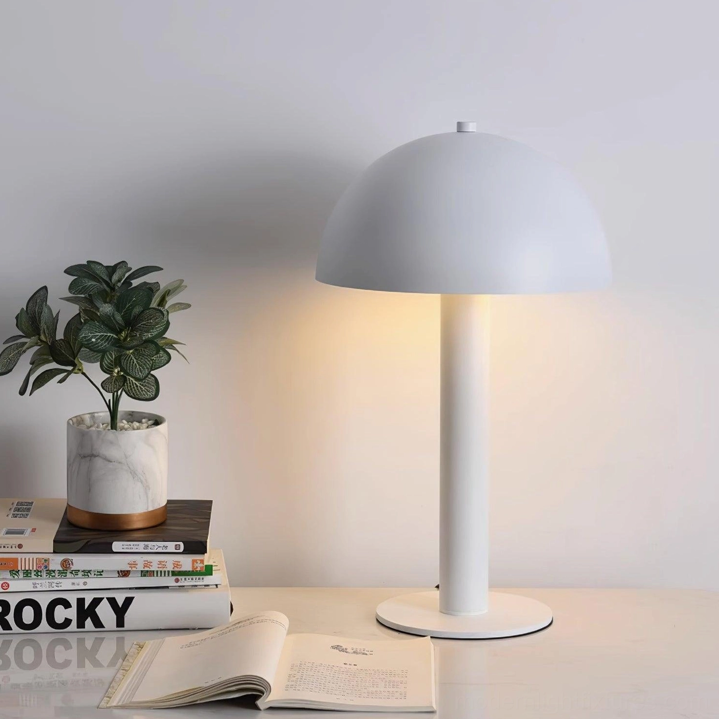 Navy blue mushroom table lamp artistic sculptural lighting home gallery piece