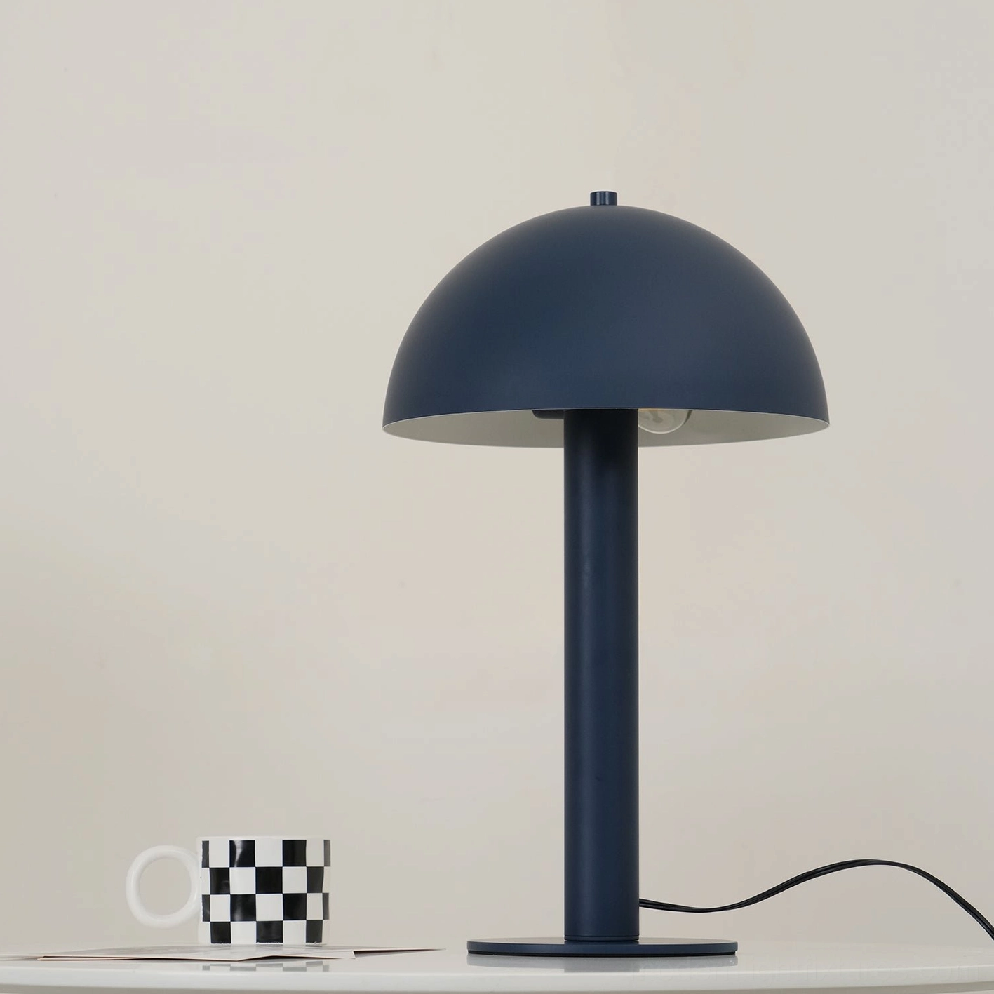White mushroom table lamp home office task lighting creative workspace ambiance