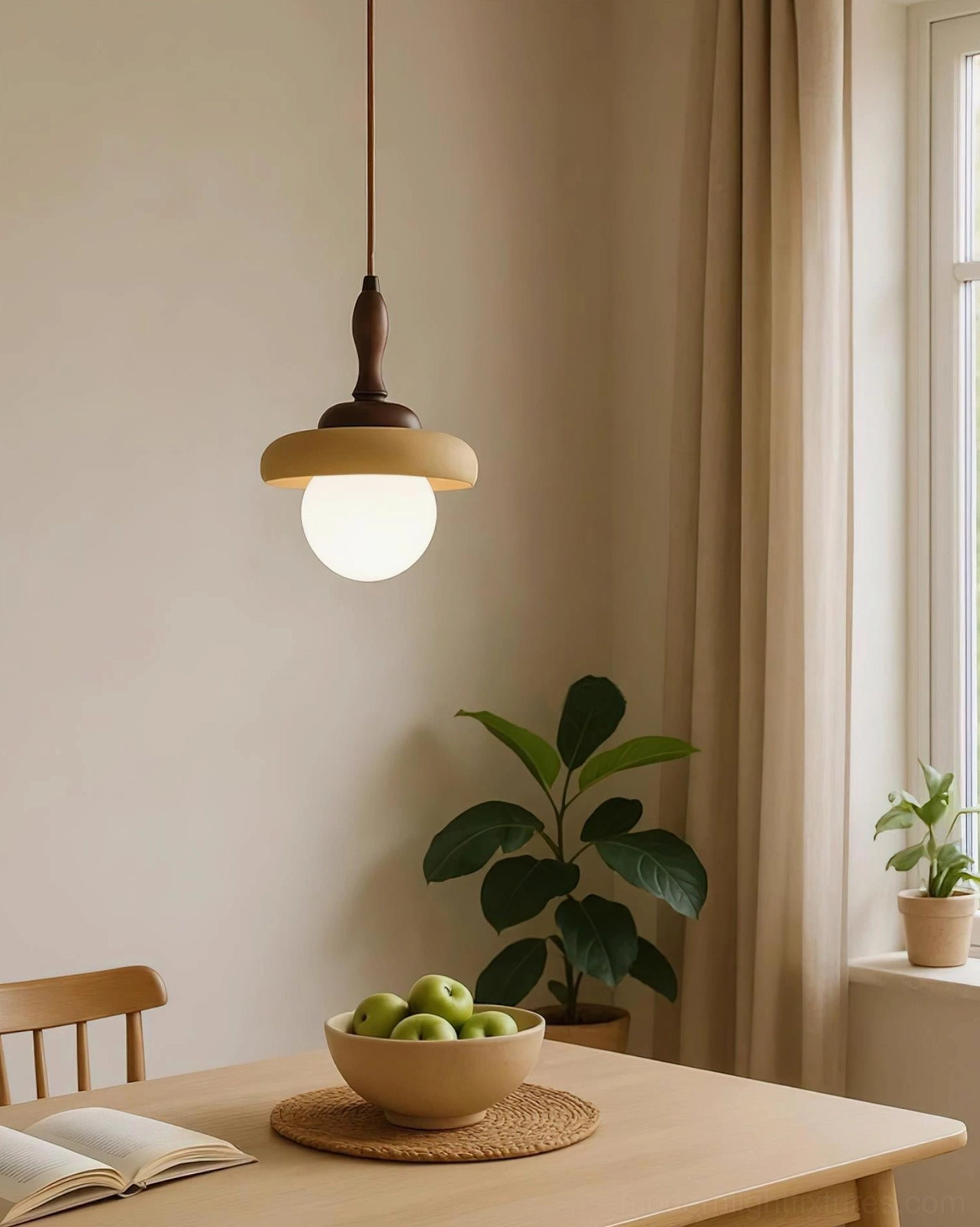 Sienna ceramic pendant light detail - speckled finish and contoured shade design