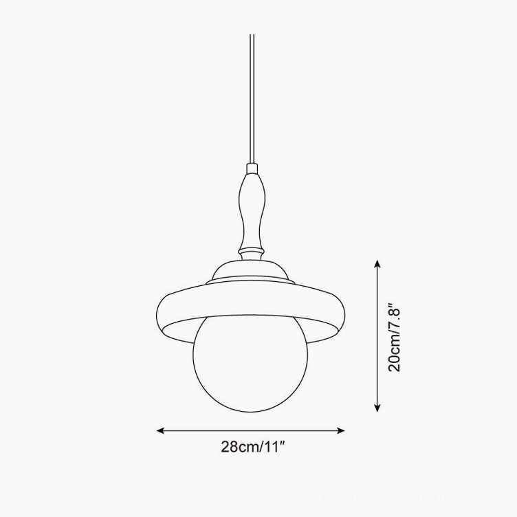 Sienna pendant lamp Model A technical line drawing - orthographic front view dimensions