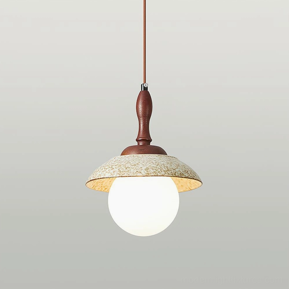Sienna Model B pendant light walnut color - 25cm diameter compact ceramic shade