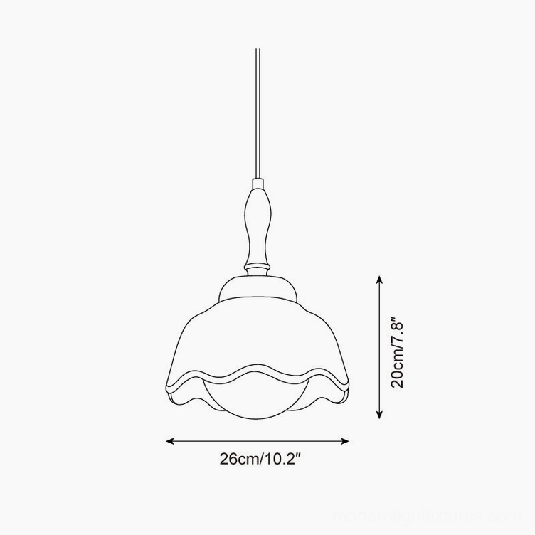 Sienna pendant lamp Model C technical line drawing - orthographic front view dimensions