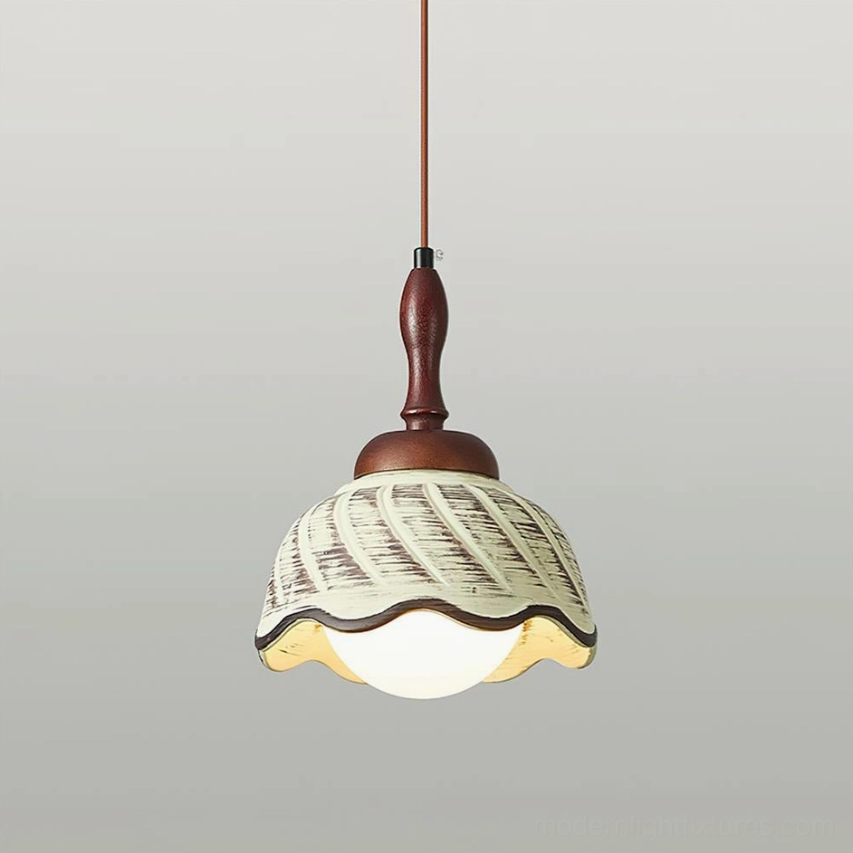 Sienna Model C pendant light walnut color - 26cm diameter ceramic shade detail