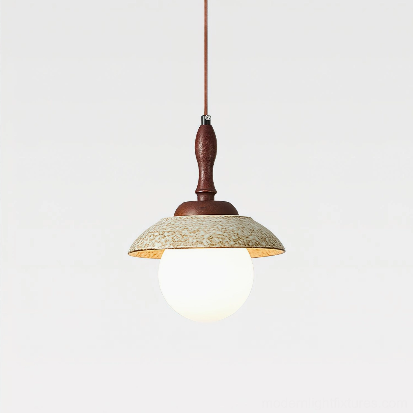 Sienna pendant lamp beige ceramic shade - artisan speckled finish detail view