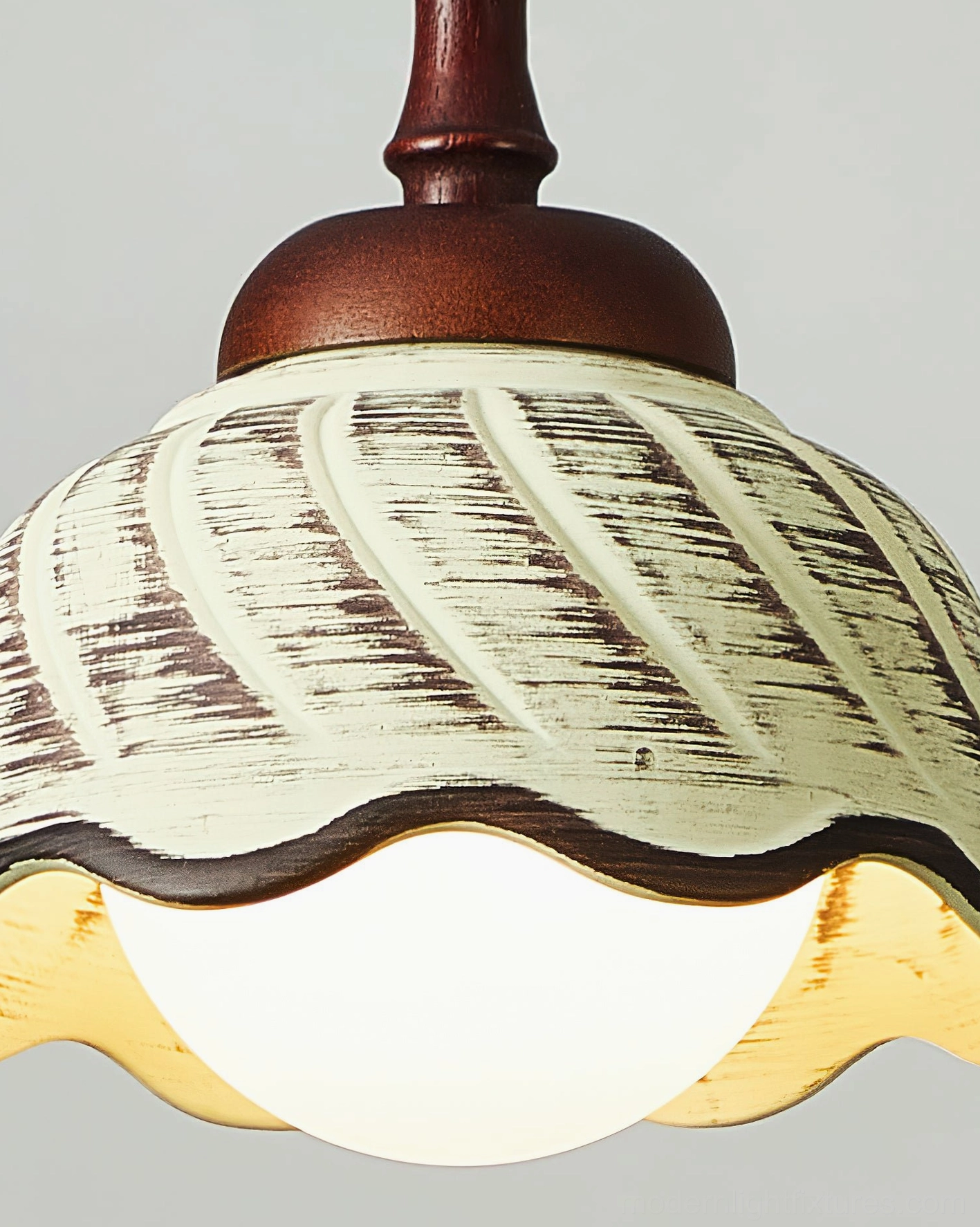 Sienna pendant lamp light beige ceramic shade - warm diffused light effect demonstration