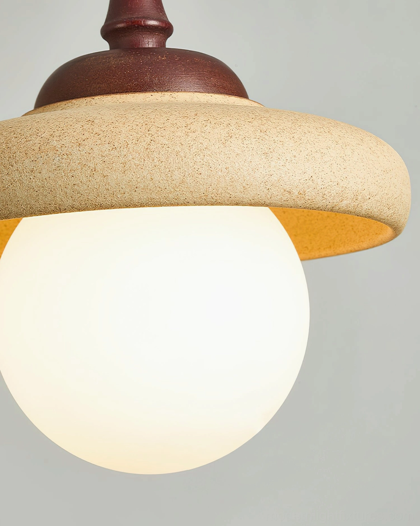 Sienna ceramic pendant light - overhead installation view showing cord and fixture mounting